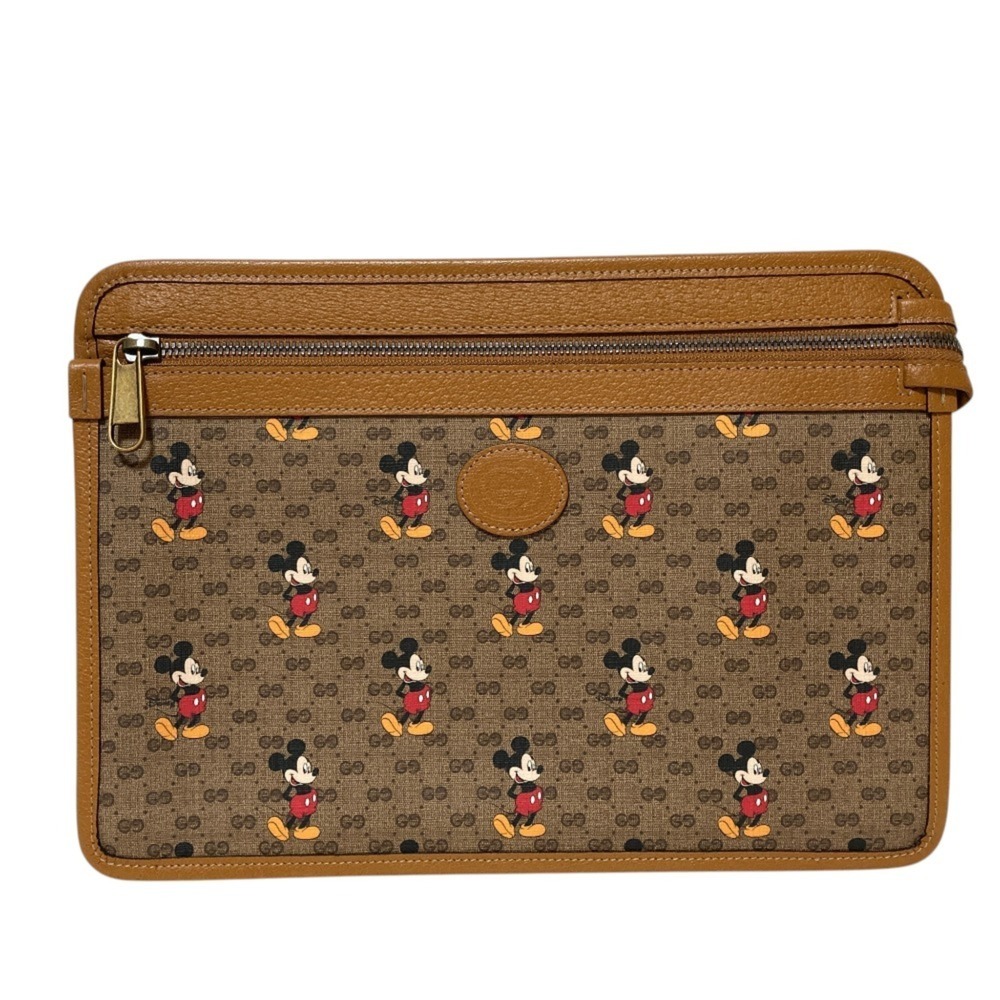 GUCCI Disney Collaboration Micro GG Supreme Clutch Bag 602552 Brown (Men's & ...